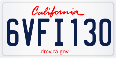 CA license plate 6VFI130