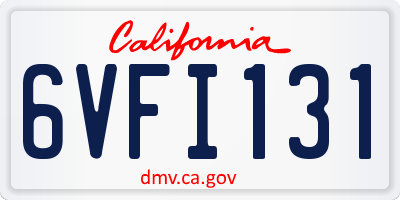 CA license plate 6VFI131
