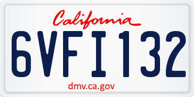 CA license plate 6VFI132