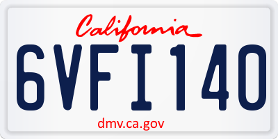 CA license plate 6VFI140