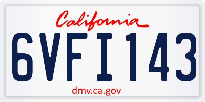 CA license plate 6VFI143