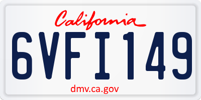CA license plate 6VFI149