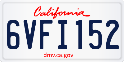 CA license plate 6VFI152