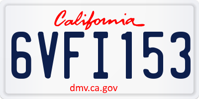 CA license plate 6VFI153
