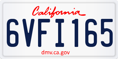 CA license plate 6VFI165