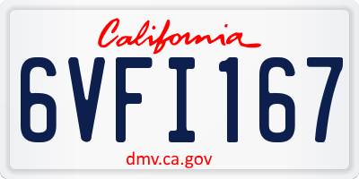 CA license plate 6VFI167