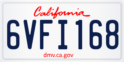 CA license plate 6VFI168
