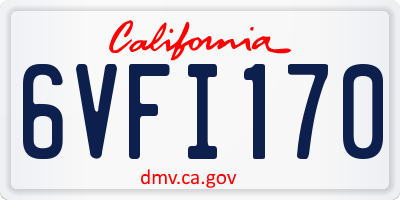 CA license plate 6VFI170