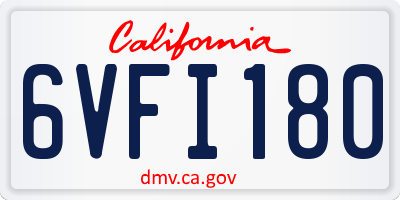 CA license plate 6VFI180