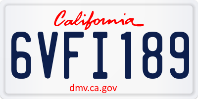 CA license plate 6VFI189