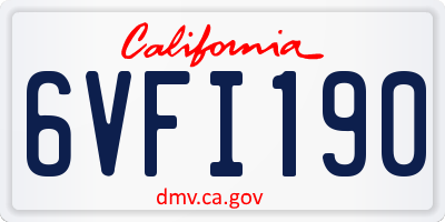 CA license plate 6VFI190