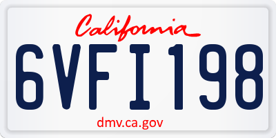 CA license plate 6VFI198