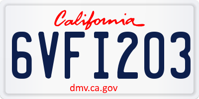 CA license plate 6VFI203