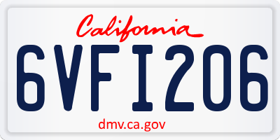 CA license plate 6VFI206