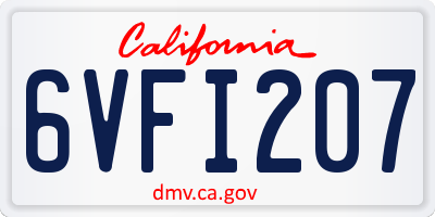 CA license plate 6VFI207