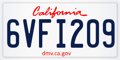 CA license plate 6VFI209