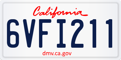 CA license plate 6VFI211