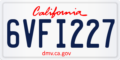 CA license plate 6VFI227