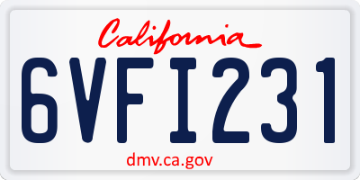 CA license plate 6VFI231