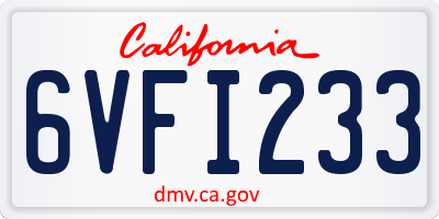 CA license plate 6VFI233