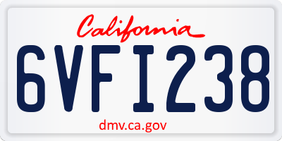 CA license plate 6VFI238