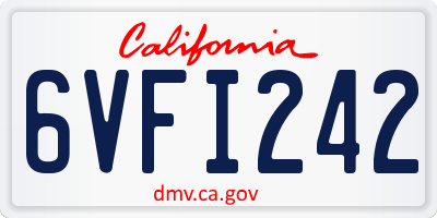 CA license plate 6VFI242