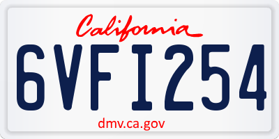 CA license plate 6VFI254