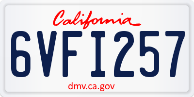 CA license plate 6VFI257