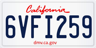 CA license plate 6VFI259