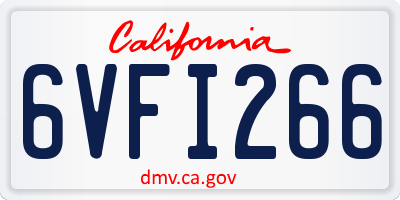 CA license plate 6VFI266