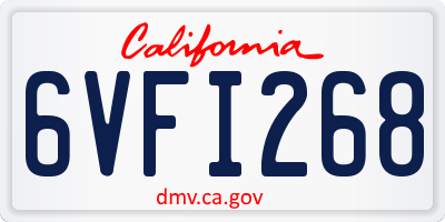 CA license plate 6VFI268
