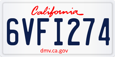 CA license plate 6VFI274