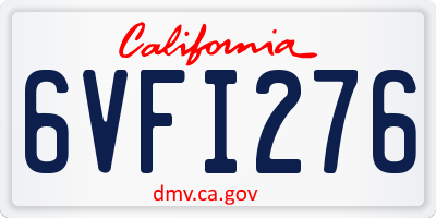 CA license plate 6VFI276