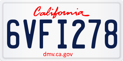 CA license plate 6VFI278
