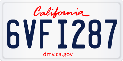 CA license plate 6VFI287