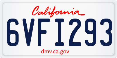 CA license plate 6VFI293