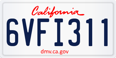 CA license plate 6VFI311