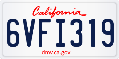 CA license plate 6VFI319