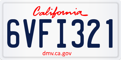 CA license plate 6VFI321