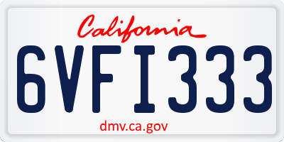 CA license plate 6VFI333