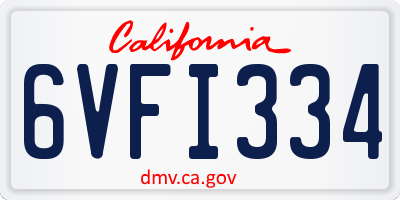 CA license plate 6VFI334