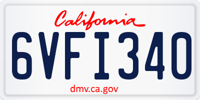 CA license plate 6VFI340