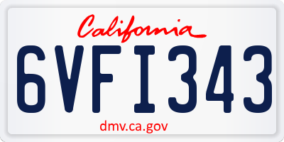 CA license plate 6VFI343
