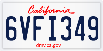 CA license plate 6VFI349
