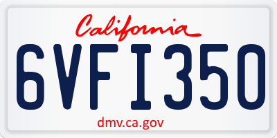 CA license plate 6VFI350