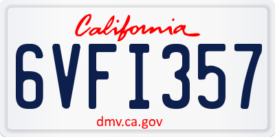 CA license plate 6VFI357