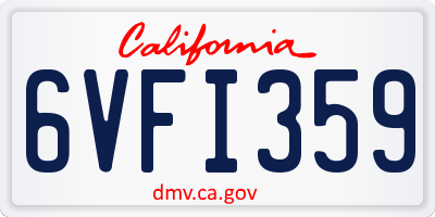 CA license plate 6VFI359