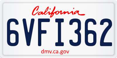 CA license plate 6VFI362