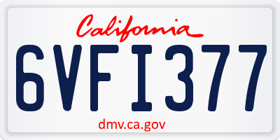 CA license plate 6VFI377
