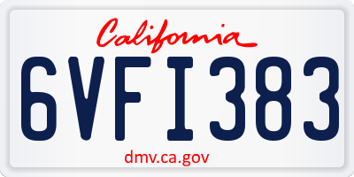 CA license plate 6VFI383